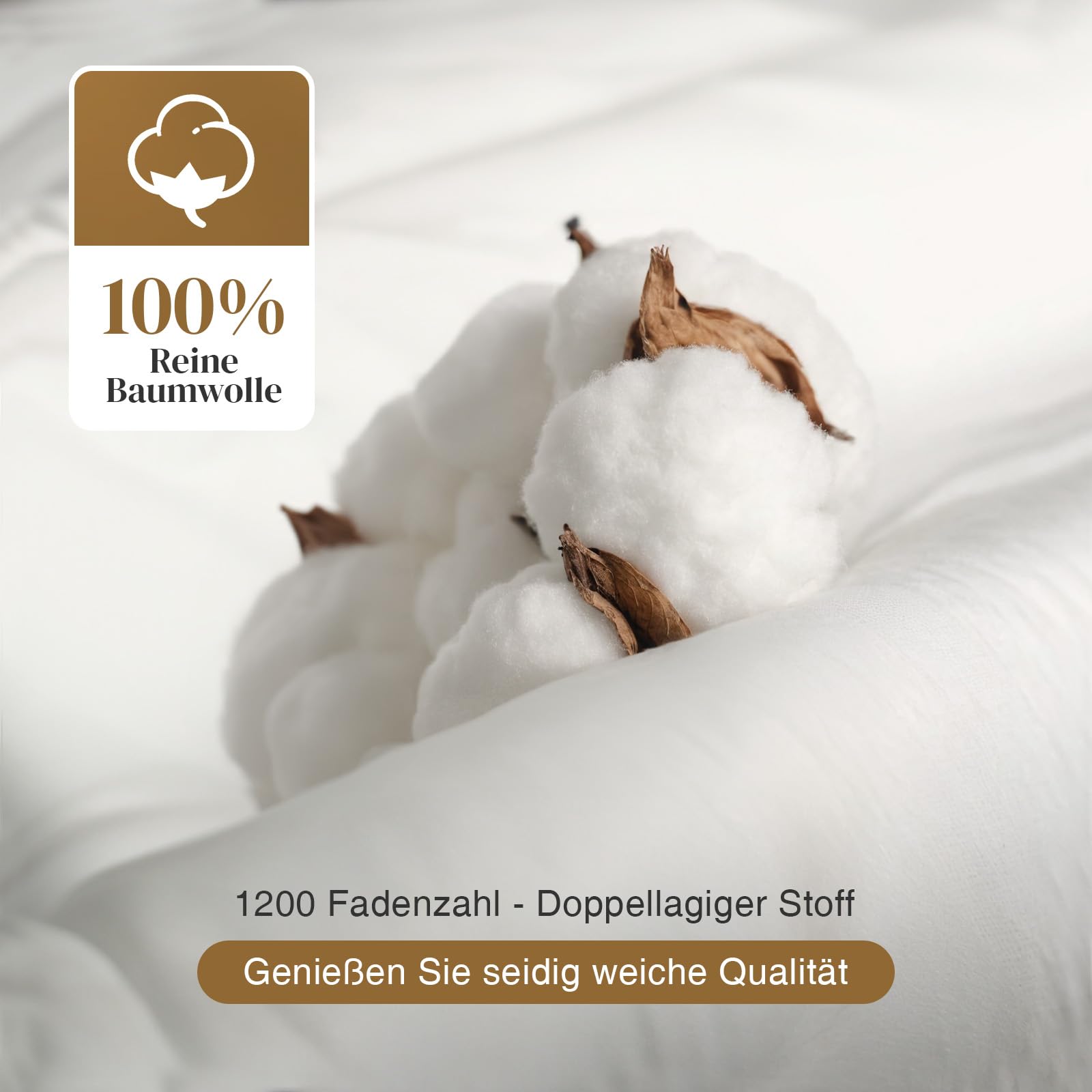Daunendecke 135x200 Ganzjahres 100% Baumwolle, 4 Jahreszeiten Bettdecken 135 x 200 mit Gänsedaunen und Federn, Daunenbettdecke High Fluffy 3D Baffle Box für mittlere Wärme