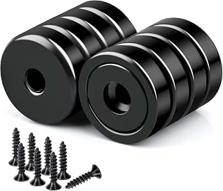 8 Pack Strong Neodymium Cup Magnets 22LBS, Black Round Base Cup Magnets with Countersunk Hole, Powerful Industrial Rare Earth Magnets Heavy Duty with Screw for Mounting, 0.79x0.24inch