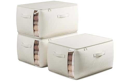 Large Canvas Clothes Storage Bags with Thick Handles and Clear