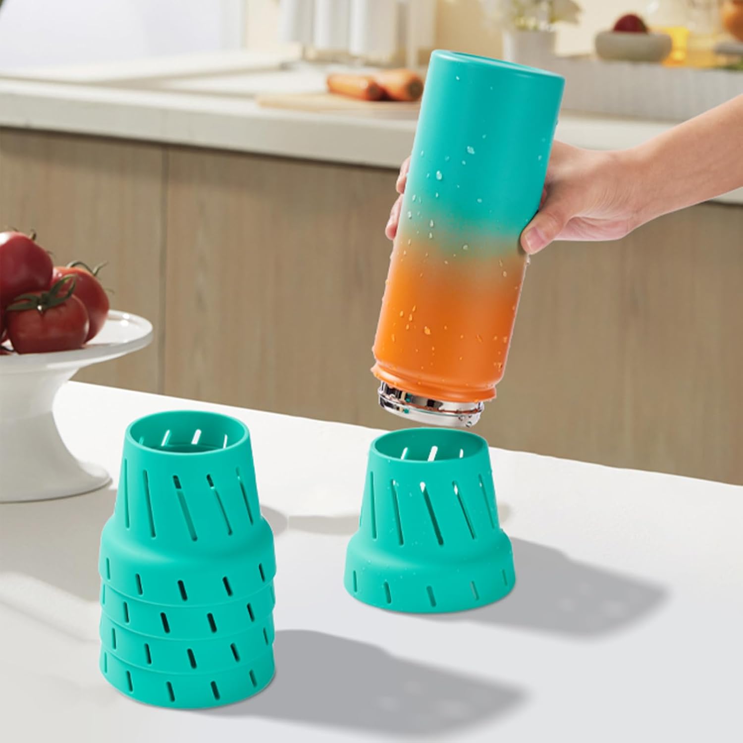 Water Bottle Drying Rack: Simple Silicone Bottle Rack for Faster Drying - Portable Cup Bottle Accessories Fits for Stanley Owala Hydro Flask CamelBak Cirkul Yeti(Green 6 Pack)