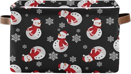 Cesta de almacenamiento de copo de nieve de invierno con diseño de muñeco de nieve, cestas de tela para lavandería, decoraciones de Navidad, cajas