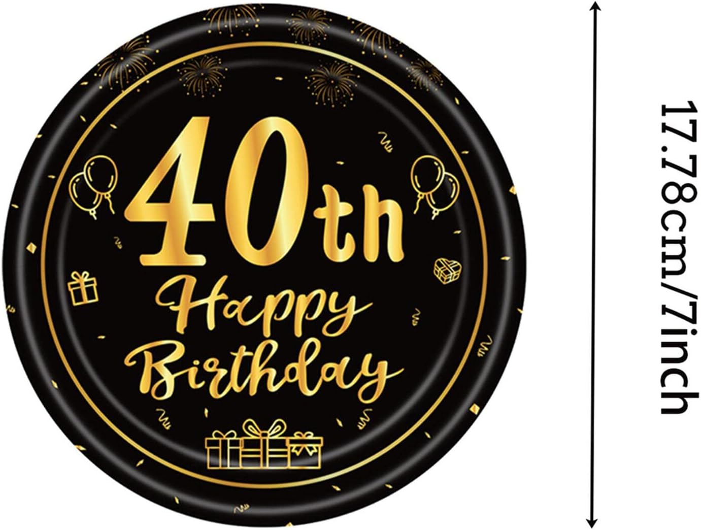 Happy 40th Birthday Paper Plates 7”Black and Gold,16Pcs Disposable Tableware Party Plates,Happy 40th Birthday Decorations Plates for Women,Men,Him,Her 40th Birthday Party Supplies Table Decorations - Image 3