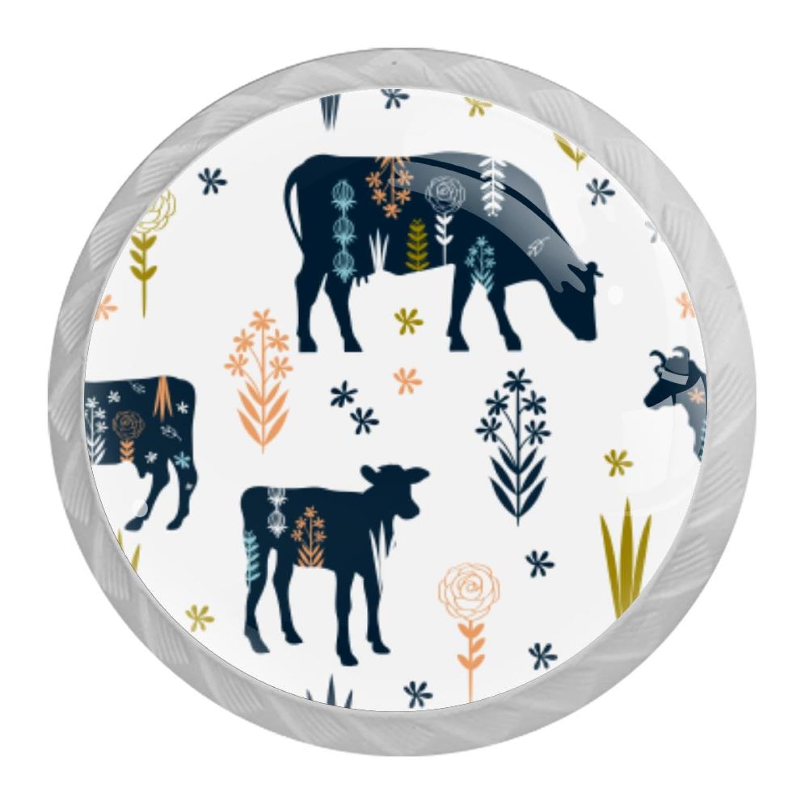 Tqmspg Multi05 4 Pieces Drawer Pulls Animal Cow Door Knobs Dresser Handles For Kitchen Wardrobe Cupboard Hardware Furniture
