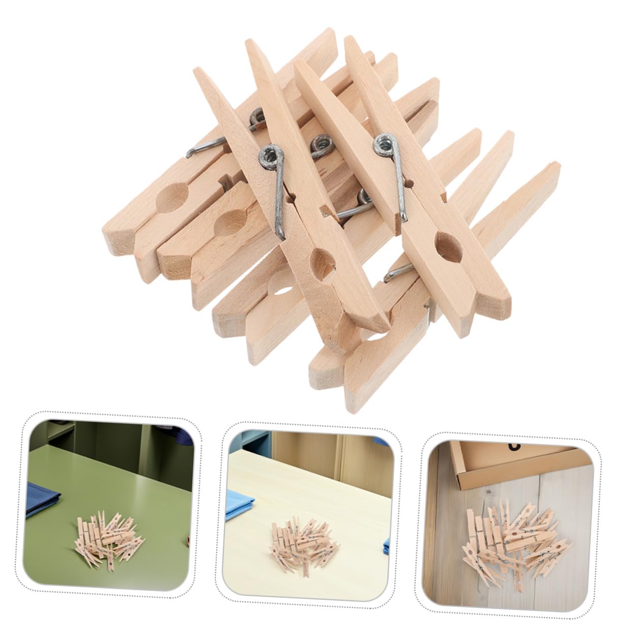 150 pezzi Mollette in Legno Resistenti per Bucato e Foto Mini Clip Antivento per Calze e Mollettine Portatili e Robuste per Asciugatura e Organizzazione Casa