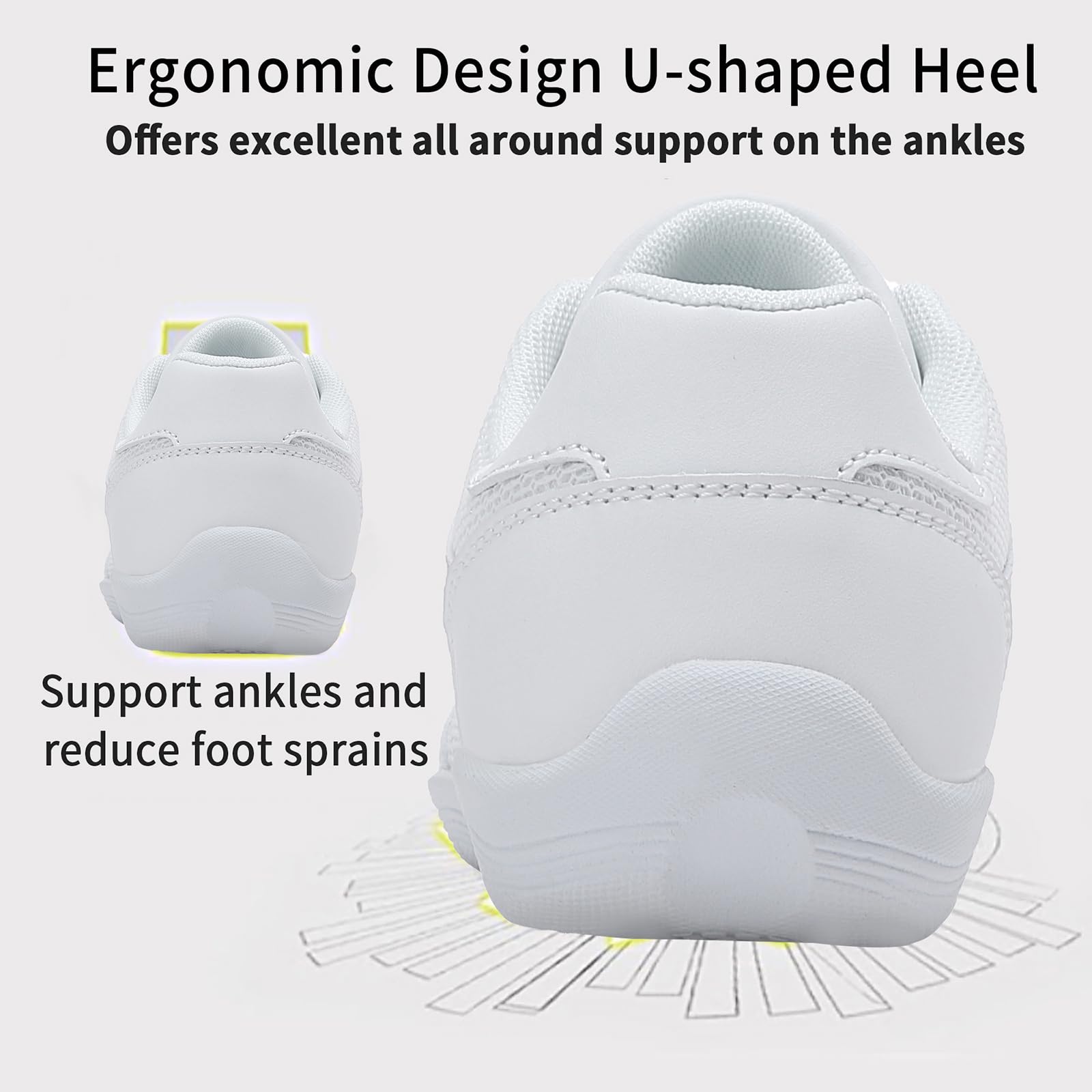 Zapatos de animadora blancos para niñas, ligeros, transpirables, antideslizantes, para gimnasia, baile, competición, entrenamiento