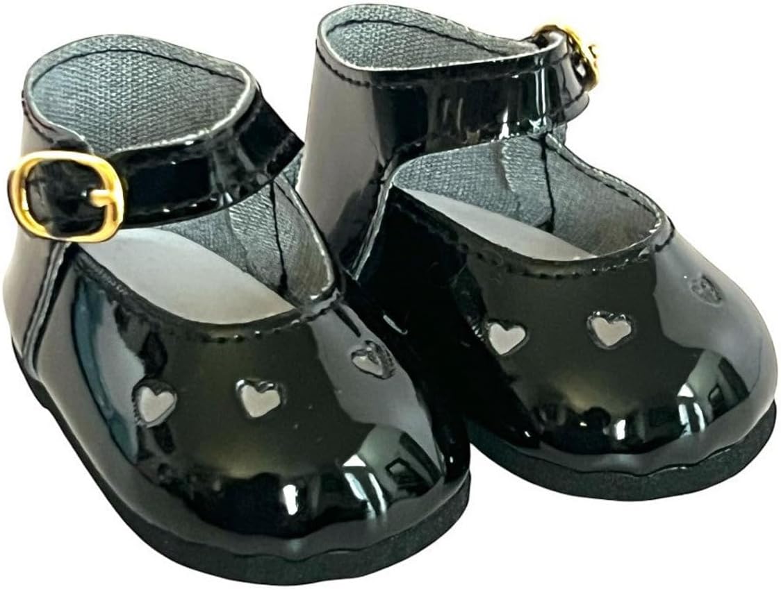 Black Heart Mary Janes Fits 18 Inch Kennedy and Friends Girl Dolls- 18 Inch Doll Shoes