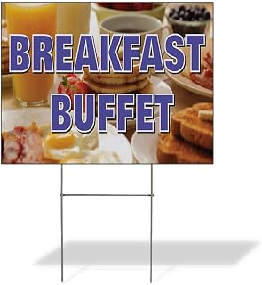 Weatherproof Yard Sign Breakfast Buffet Restaurant Cafe Bar Brown Lawn Garden Bistros & CAF S 18x12 Inches 1 Side Print