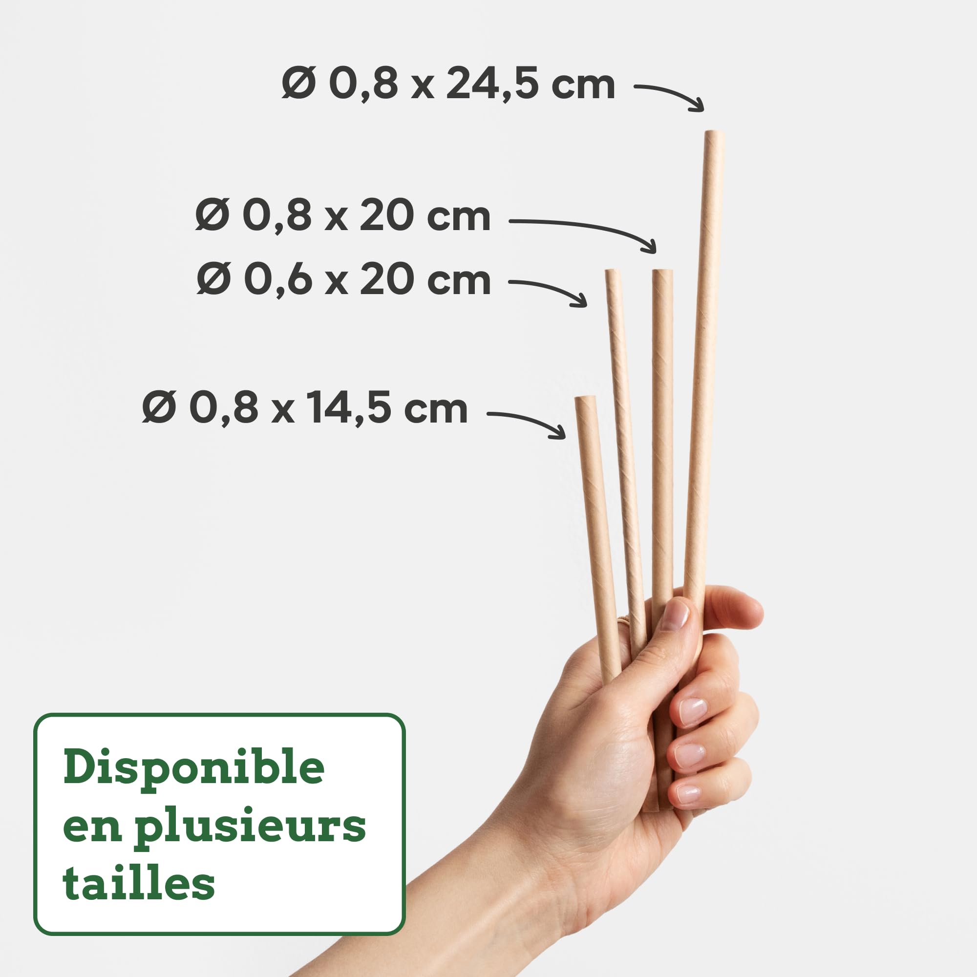 Wisefood® Paille Papier [20 cm Ø 6] Smoothie Milkshake Paille [Brun] Paille cocktail Slushy pour Bar Mariage Anniversaire [500 pcs.] Restaurant Pailles Carton jetables | Paille decorative Carton