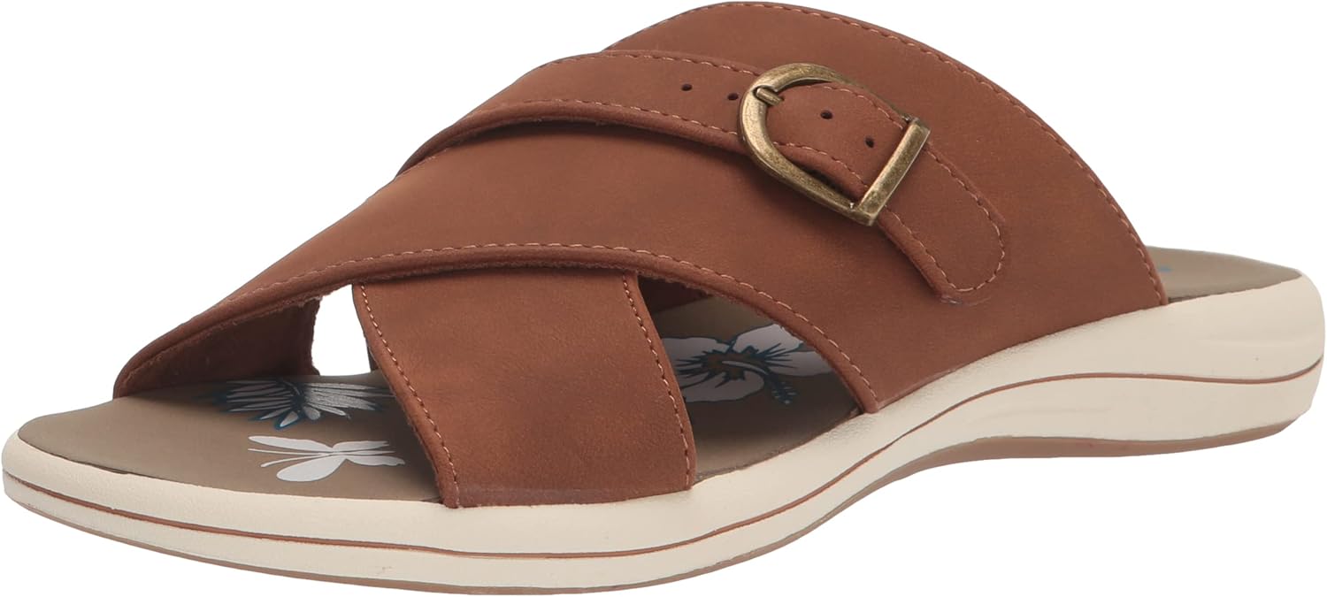 Easy Street Women's Flint Slide Sandal, Tan, 11 Wide