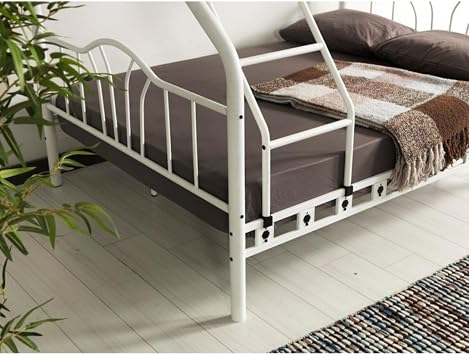 Metal Çift Katlı Ranza, 90 x 190 cm, Beyaz, Merdiven Dahil, Yatak Odası Mobilyası