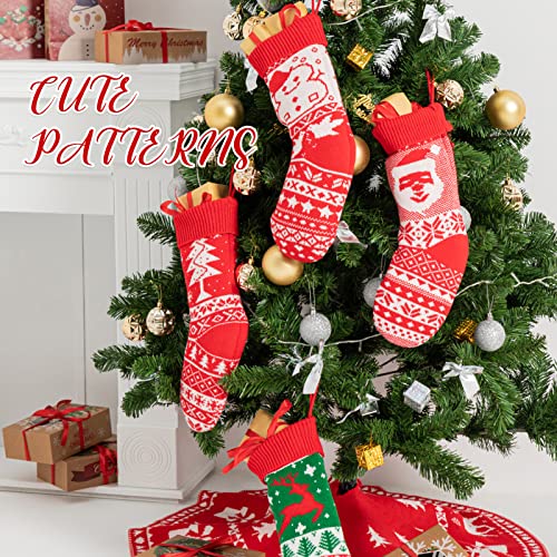 Kd Kidpar 8 Pack 20" Knit Christmas Stockings Large Rustic Yarn Xmas Stockings Gift For Family Holiday Decorations Fireplace Hanging Stockings Xmas Season Party Decor, 20” By 6” #TOP5