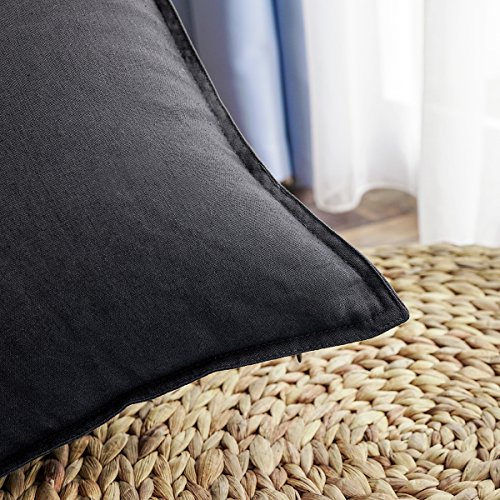 Jeanerlor Cotton Linen Soft Soild Decorative Square 24 X 24 Inch Throw Pillow Covers Natural Set Cushion Case For Children/Kid/Baby 60 X 60 Cm,Dark Grey #TOP2