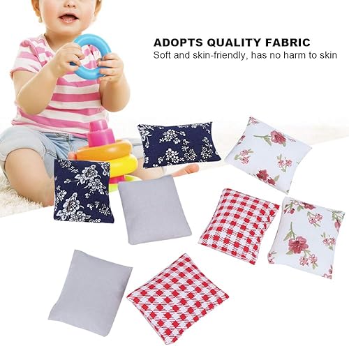 Miniatura 4 de Almohada de muñeca 112, 8 piezas de tela suave, mini almohadas ligeras, modelo de casa de muñecas en miniatura, accesorio de juguete