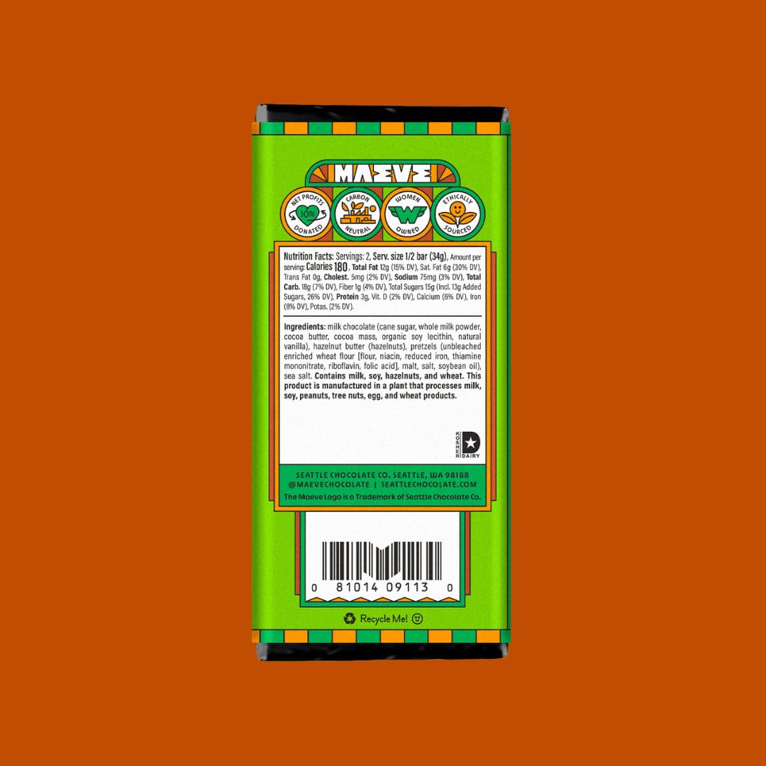 Maeve Chocolate Nutbutter Pretzel Truffle Bar (12 Count)