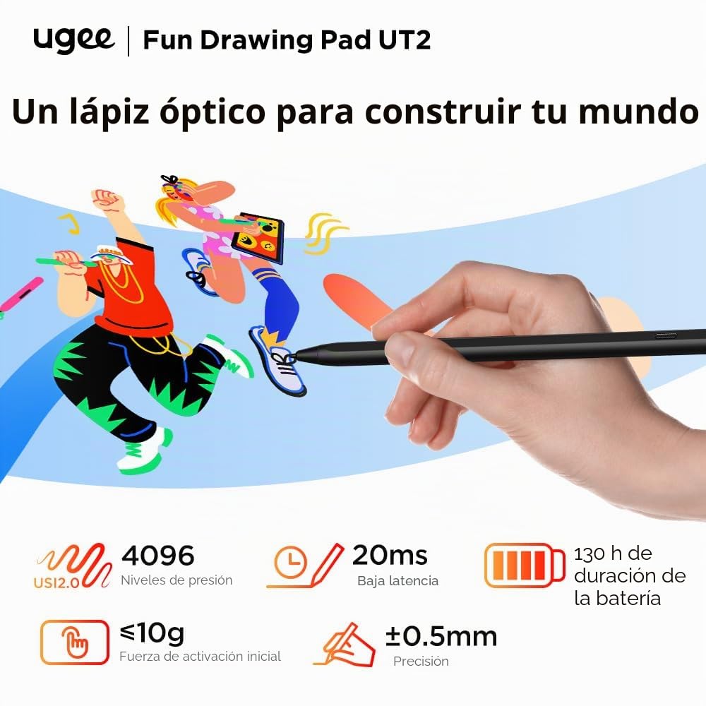 UGEE UT2 Android 14 Fun - Bloc de dibujo independiente, no necesita computadora, con pantalla 2K de 10.45 pulgadas y acabado NanoMate; lápiz U incluido en el paquete