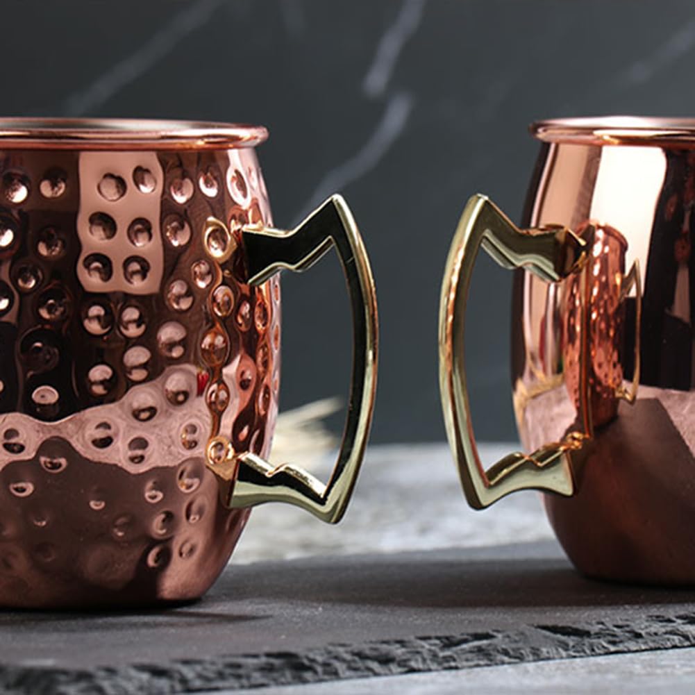 Set Di 6 Tazze In Rame Puro Per Moscow Mule - 16 Oz (500 Ml), Martellato, Ideale Per Bevande Fredde - 10