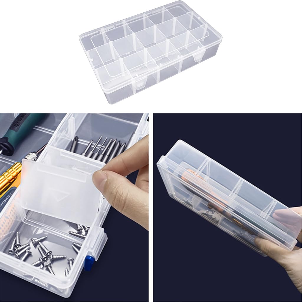 XAGMODSHN 15/28/36 Grids Clear Box with Adjustable Dividers Compartment Clear Storage Container for Bead