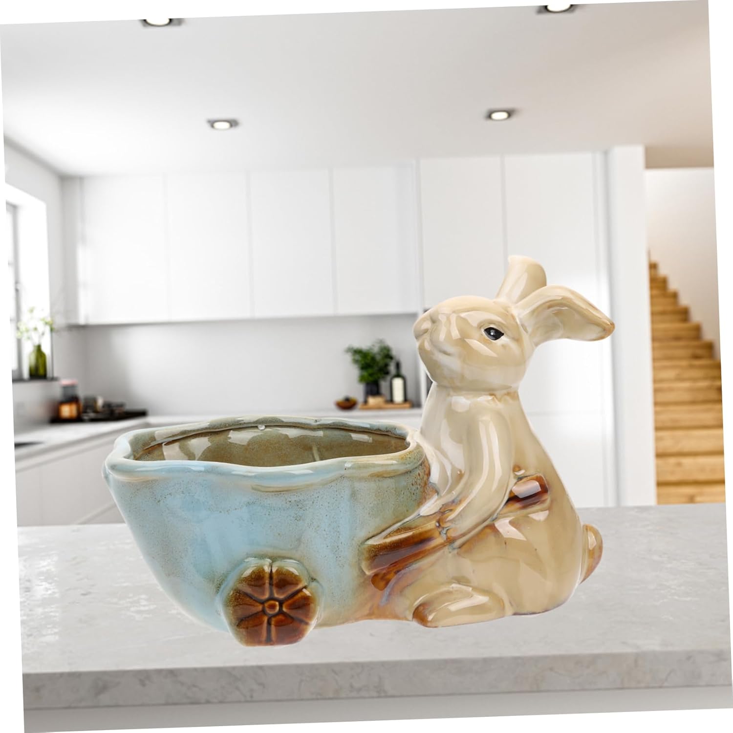 LIFKOME Ceramic Statue Desktop Storage Tray for Keys Phone Jewelry Cute Ceramic Organizer for Home Decor Easy to Clean Functional