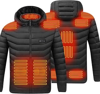 Tumnea Heated jackets Electric heated jacket with hood Detachable hood Heated jacket with 3 temperature 11 heating zones Lightweight heated coat for men and women
