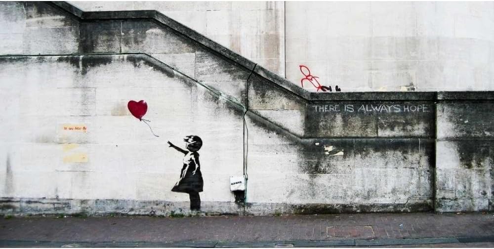 ArtDirect South Bank London-graffiti attributed to Banksy Unframed Art Print Giclee Poster by Anonymous - Ready for Framing with Customization Sizes 10x5, 14x7, 20x10, 36x18, 48x24, and 60x30 Inches