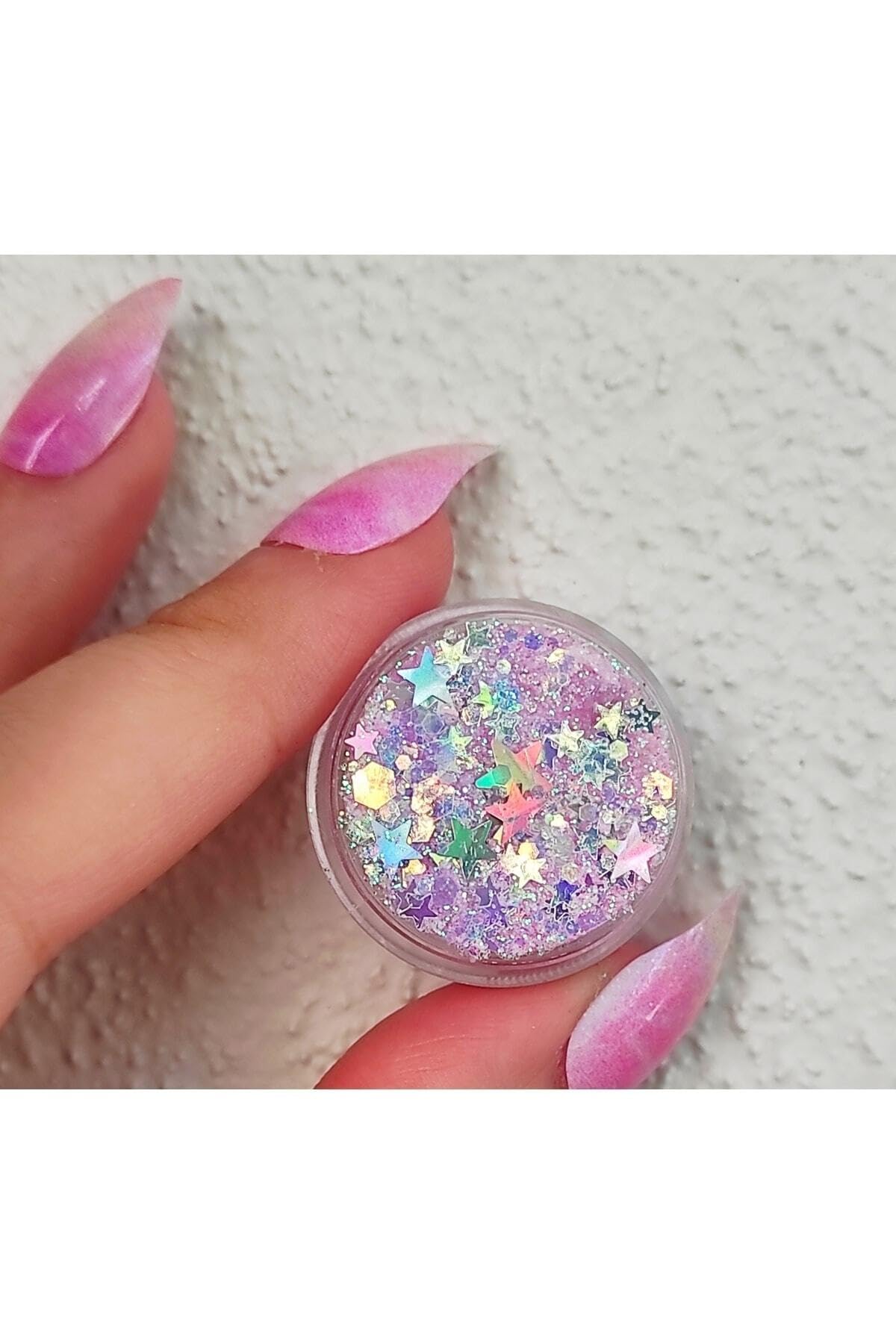 Hb Tasarım Pembe Kendinden Yapışan Makyaj Simi Glitter-Pink Galaxy, serashinegozfarı214