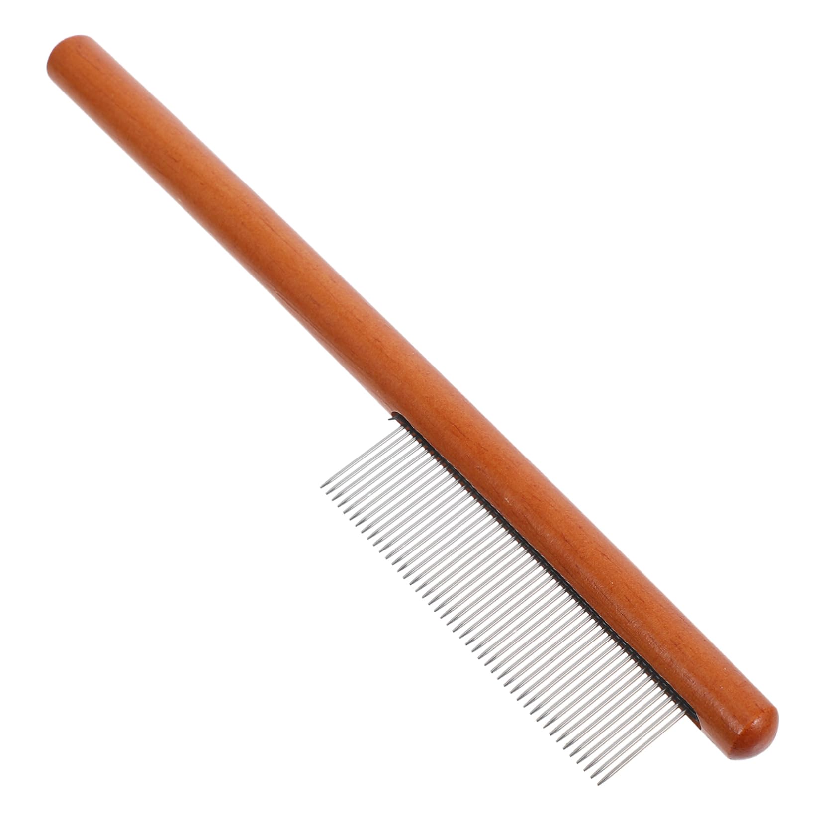 JOINPAYA Wood Handle Narrow Pet Grooming Comb Metal Teeth Cat Comb for Small Dogs Cats Hair Removal Gentle Skin Reduces Shedding for Long Hair Pets