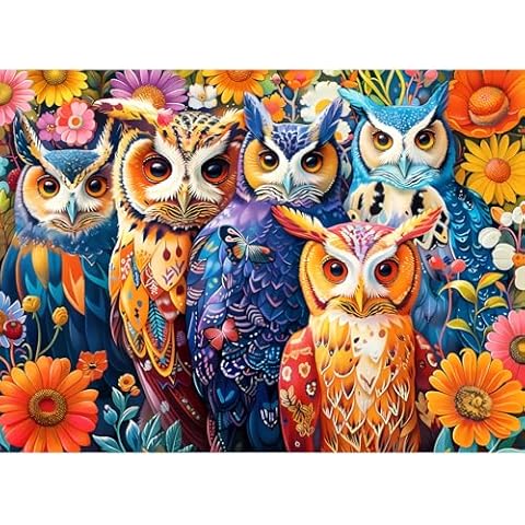300 Pieces Puzzle for Adults | Colorful Owls Large Piece Puzzle | Recycled Cardboard Jigsaw Puzzles 300 Pieces | Challenging Game Home Decor Birthday Party Gift Toy for Adults Kids Seniors 20.5*15 in Cover