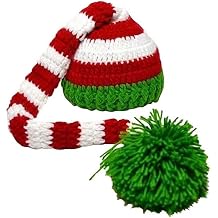 Kafeimali Baby Christmas Elf Long Tail Crochet Beanie Knit Hat Stocking Caps