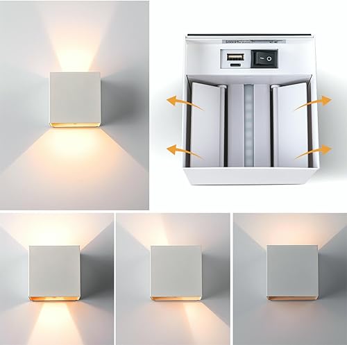 Miniatura 6 de SURPALIG Lámpara de pared con sensor de movimiento para interiores, moderna, funciona con pilas, recargable, magnética, inalámbrica, luz nocturna