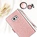 BENTOBEN Galaxy Note 5 Case, Note 5 Case, Glitter Sparkle Bling Flip PU Leather Credit Card Holder Cash Pocket Wristlet Protective Wallet Case for Samsung Galaxy Note 5/SM-N920, Rose Gold