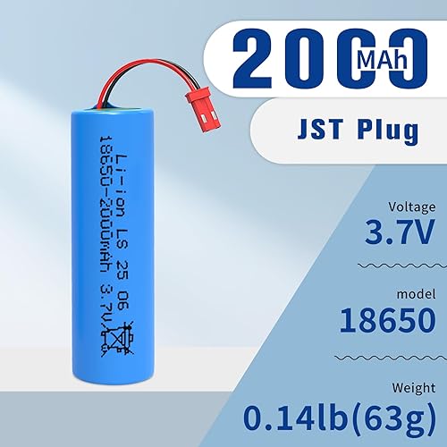 Miniatura 3 de Paquete de baterías de iones de litio recargables de 3.7 V 2000 mAh, enchufe JST 2Pin Baterías de iones de litio de 3.7 voltios con cable de