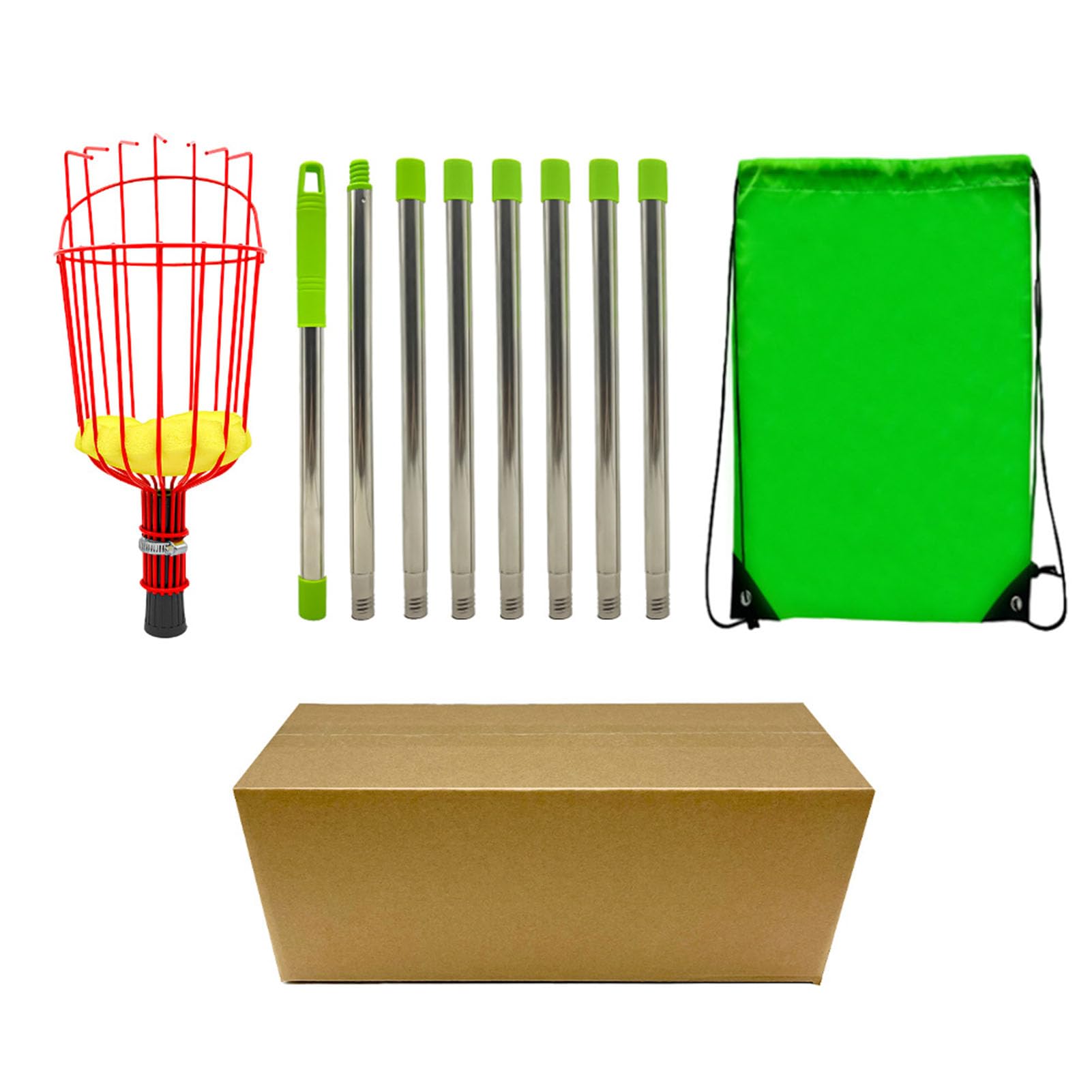 Poste recolector de frutas con cesta telescópica, herramienta de recolección de frutas ajustable, herramienta de poste telescópico recolector de naranjas para mango, pera, limón (Om / 10. Tenía miedo)
