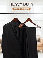 Vista 7 de AMKUFO Perchas de Madera de Hombro Ancho Paquete de 8 Perchas para Abrigos con Barra Antideslizante para Pantalones, Perchas de Traje de Servicio