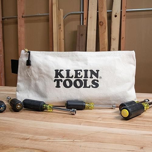 Miniatura 12 de KLEIN TOOLS 62042 - Bolsa con cremallera de 16 pulgadas, extra larga, lona No. 10, bolsa de herramientas resistente, parte inferior de pie de 3