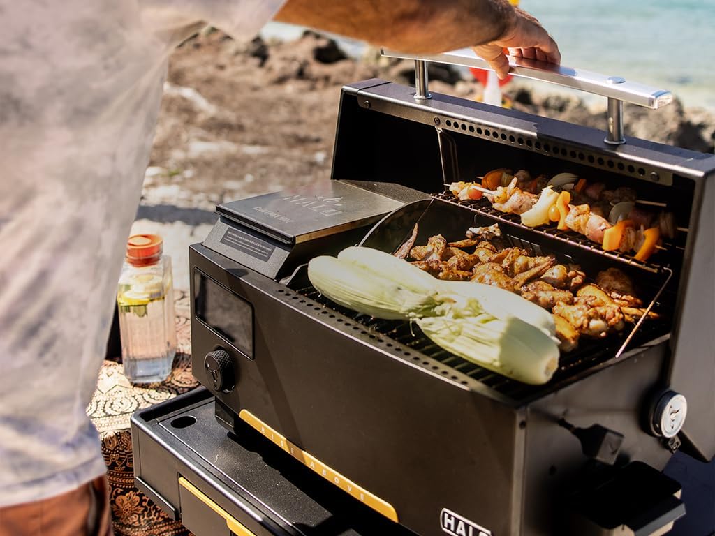 HALO Prime300 Countertop Pellet Grill | Up to 500°F | Portable 300Sq. In. Cooking Surface | Optional Lithium-ion Battery Power | HS-1005-ANA