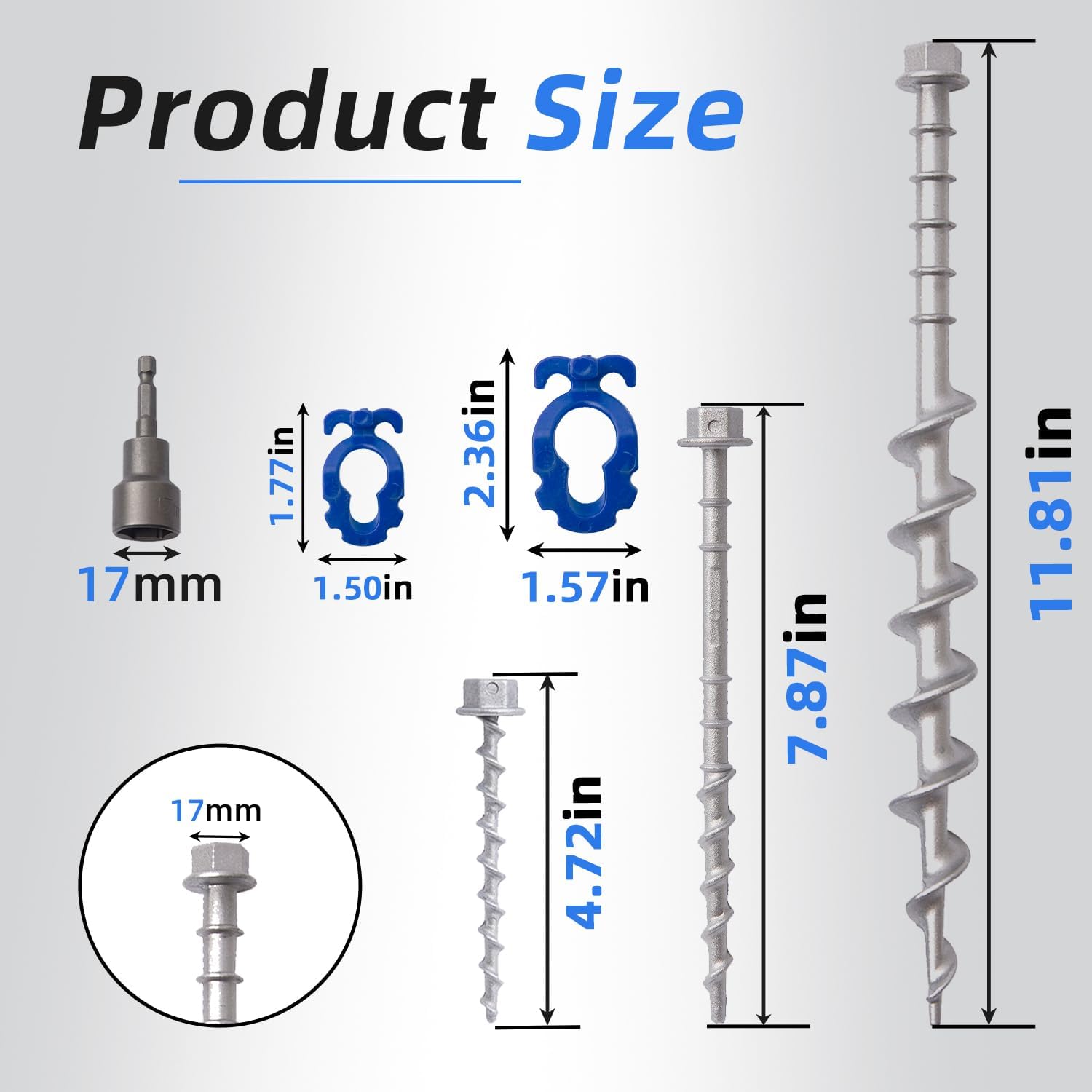 Homeon Wheels 18 Pcs Ground Anchors Aluminum Non-Rust Screw Cast Tent Stakes Heavy Duty Metal Anchors for Securing Animals, Tents, Canopies, Sheds, Car Ports, Swing Sets Outdoors Beach