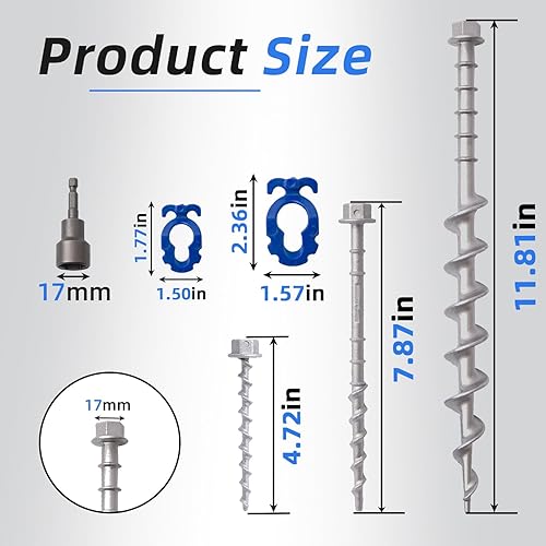Miniatura 2 de Homeon Wheels Anclajes de tierra de aluminio no óxido fundido para tienda de campaña, anclajes de metal resistentes para asegurar animales, tiendas