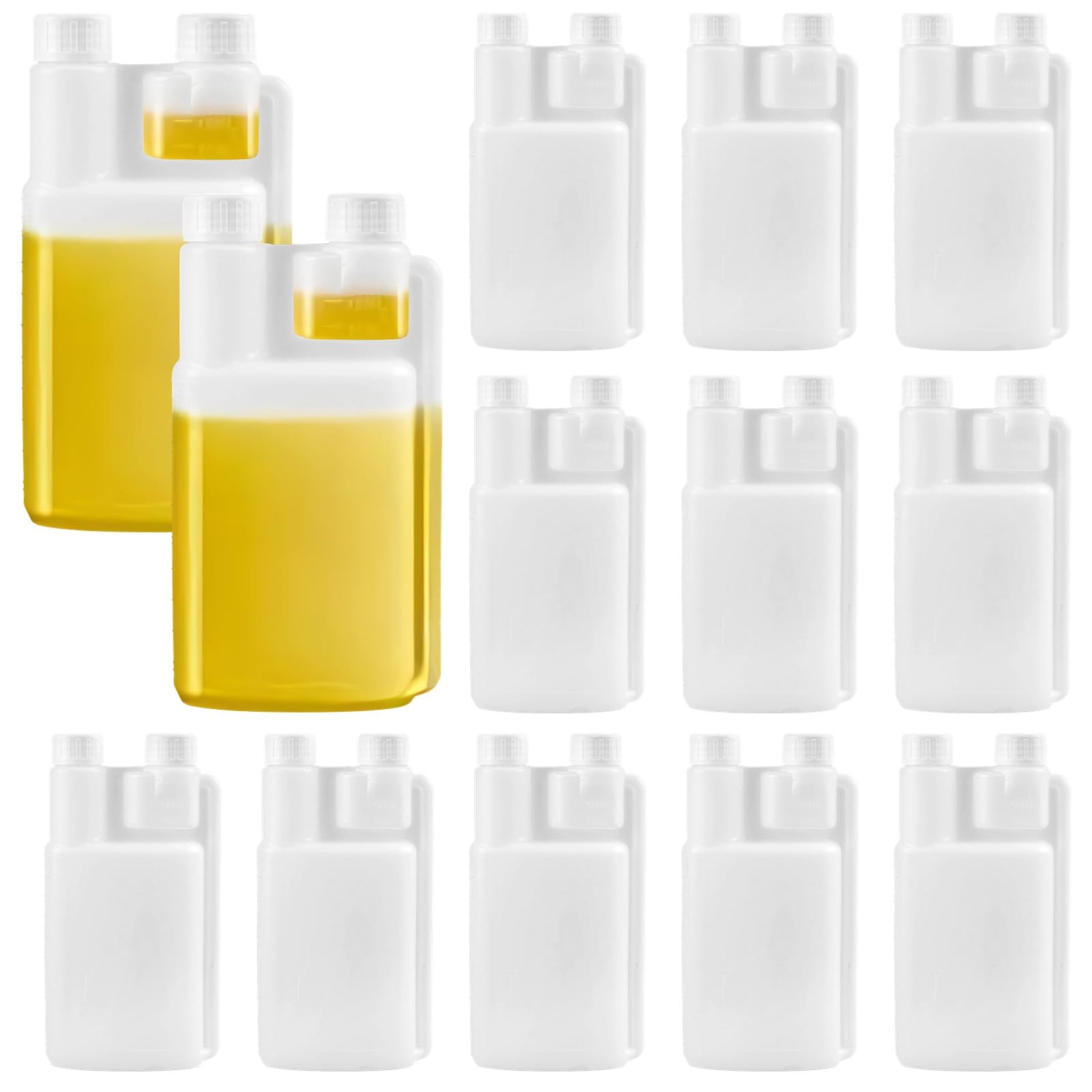 Doppelhalsflaschen, Kunststoff-Messflaschen, 480 ml + 28 ml Fassungsvermögen, perfekt für Outdoor-Aktivitäten, tragbares und starkes Design für Likör, 12 Stück