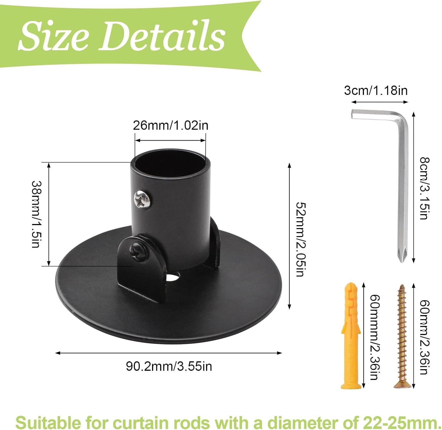 4pcs Shower Curtain Rod Bracket Black Flange Closet Rod Holder for Wall Mounting Titanium Steel Single Swivel Flange Rod Bracket with Screws