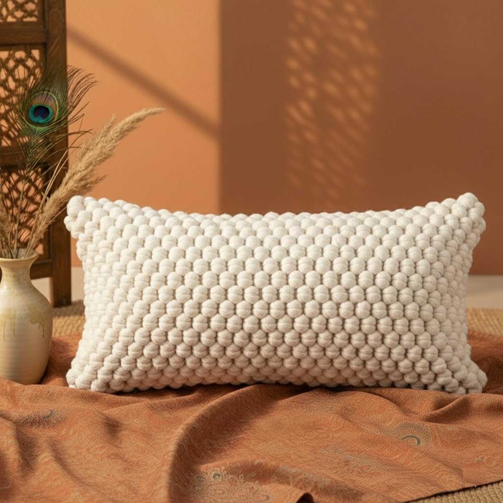 C29| Cloudscape (Pack of 2)|Color-White|Size- 20X12 Inches |Cushion Covers, Throws, Rugs, Carpets & Runners for Living Room, Bedroom, Home & Office