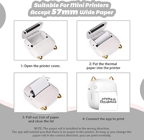 Miniatura 6 de 10 rollos de papel adhesivo para impresora térmica, mini papel adhesivo para impresora de 2.244 x 0.984 in, mini papel adhesivo para impresora de