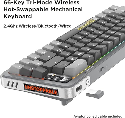 Miniatura 2 de YUNZII Royalaxe Y68 - Teclado mecánico inalámbrico intercambiable en caliente con retroiluminación RGB teclas PBT de doble disparo para