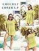 AI'MAGE Women Swimsuit Crochet Cover Up Hollow Out Bathing Suit Coverup 2025 V Neck Swimwear Side Split Beach Dress Lemon Green,Large