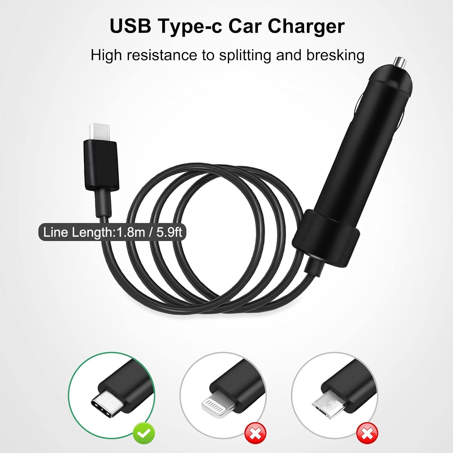 65W USB-C Laptop Car Charger Compatible with Dell Latitude 9430 7530 7430 7330 5330 5430 5530 3330 2-in-1 Laptop P159G P104F P137G P138G P133G P134G P136G P135G P104F P110F Dell Precision 3570