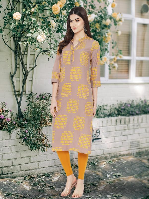 Image of Pinkmint Women Cotton Kurti ll Stright Printed Collared V Neck Kurta ll Stylish Regular Fit Kurti's (Pack of 01)