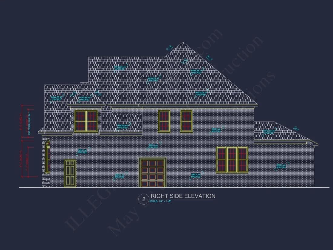 10-1097 HOUSE PLAN - Traditional Brick House Plan with French Country Style – 4 Bed, 3,769 Sq Ft