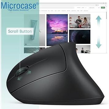 Microcase Pilli Dikey Ergonomik Kablosuz Mouse 800/1200/1600 Dpı 6 Tuşlu - AL5177