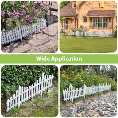 Image of Rushwak Garden Fence Outdoor (2 Panels - 2.5ft Total Running Length) Fence for Garden Fencing Plastic PVC Durable Easy Installation Decorative Picket Fence Border Edging for Lawn Pathway & Flower Beds