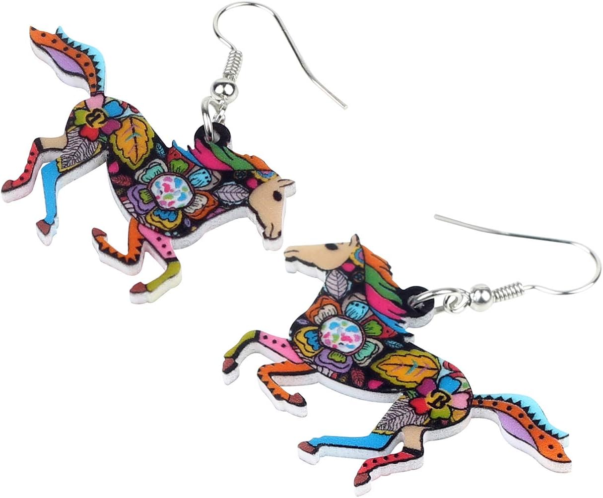 WEVENI Dainty Acrylic Running Horse Earrings Dangle Cute Pony Derby Earrings Jewelry for Women Accessories Gifts - Image 3