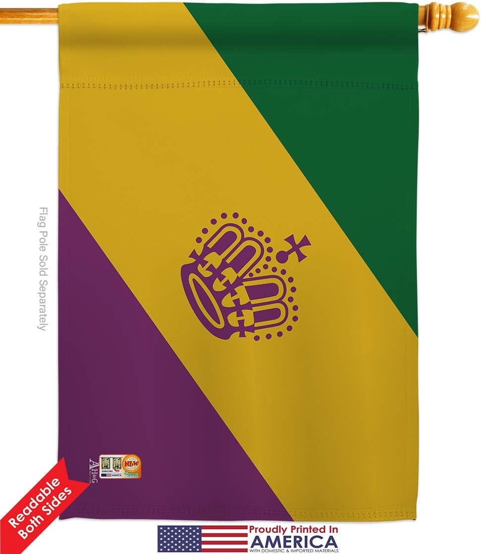 Mardi Gras House Flag Springtime Carnival Festival Masquerade Celebration Season Holiday French Small Decorative Gift Yard Banner Double-Sided Made In USA 28 X 40